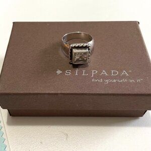Silpada Sterling Silver Cubic Zirconia Ring Size 6-Stunning!